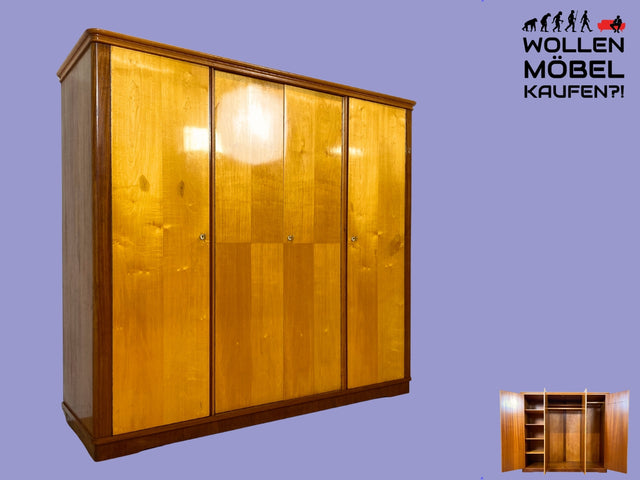 Hochwertiger und perfekt aufgeteilter großer Mid-Century Kleiderschrank aus vollem Holz I Schrank Schlafzimmerschrank Wäscheschrank Wardrobe 50er 60er Retro Vintage I