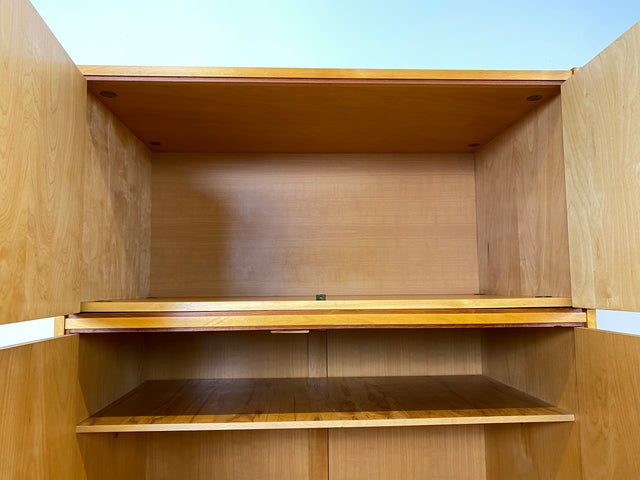 Schöner heller Mid-Century Kleiderschrank in Eiche auf neuen Metallfüßen mit Aufsatz I Schrank Wäscheschrank Schlafzimmerschrank Flurschrank Garderobenschrank Vintage 60er I
