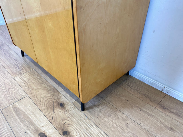 Schöner heller Mid-Century Kleiderschrank in Eiche auf neuen Metallfüßen mit Aufsatz I Schrank Wäscheschrank Schlafzimmerschrank Flurschrank Garderobenschrank Vintage 60er I