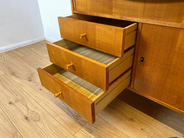 WMK I Besondere Mid-Century Kommode mit aufklappbarem Spiegel und Schubladen I Sideboard Schrank Spiegelkommode Frisierkommode Schminkkommode Schminktisch 60er Vintage Retro I