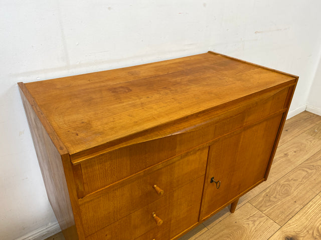 WMK I Besondere Mid-Century Kommode mit aufklappbarem Spiegel und Schubladen I Sideboard Schrank Spiegelkommode Frisierkommode Schminkkommode Schminktisch 60er Vintage Retro I