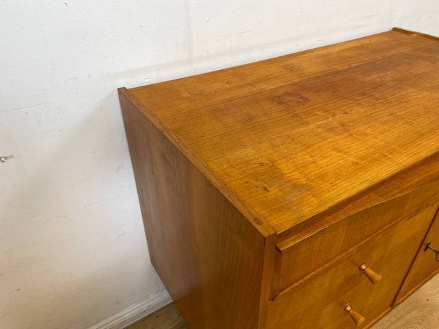 WMK I Besondere Mid-Century Kommode mit aufklappbarem Spiegel und Schubladen I Sideboard Schrank Spiegelkommode Frisierkommode Schminkkommode Schminktisch 60er Vintage Retro I