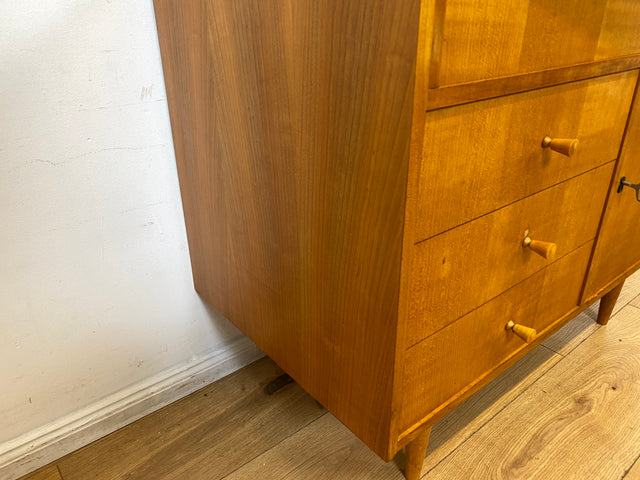 WMK I Besondere Mid-Century Kommode mit aufklappbarem Spiegel und Schubladen I Sideboard Schrank Spiegelkommode Frisierkommode Schminkkommode Schminktisch 60er Vintage Retro I