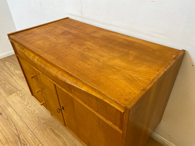 WMK I Besondere Mid-Century Kommode mit aufklappbarem Spiegel und Schubladen I Sideboard Schrank Spiegelkommode Frisierkommode Schminkkommode Schminktisch 60er Vintage Retro I