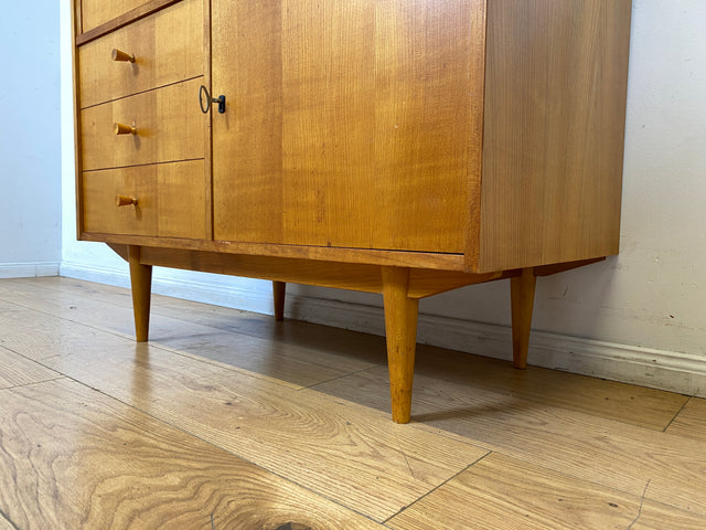 WMK I Besondere Mid-Century Kommode mit aufklappbarem Spiegel und Schubladen I Sideboard Schrank Spiegelkommode Frisierkommode Schminkkommode Schminktisch 60er Vintage Retro I