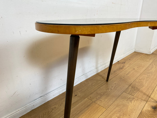 Formschöner und sehr gut erhaltener Mid-Century Nierentisch mit abnehmbarer Glasauflage & konischen Tischbeinen I Couchtisch Wohnzimmertisch Coffee Table 50er 60er Vintage I