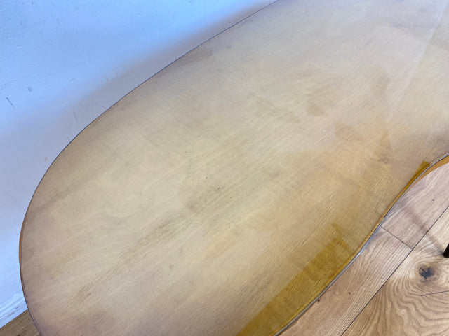 Formschöner und sehr gut erhaltener Mid-Century Nierentisch mit abnehmbarer Glasauflage & konischen Tischbeinen I Couchtisch Wohnzimmertisch Coffee Table 50er 60er Vintage I