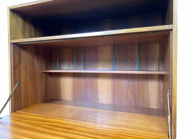 Sehr schöner aufklappbarer Mid-Century Schreibschrank I Sekretär Schreibkommode Schreibtisch Bücherschrank Regal Highboard Kommode Sideboard 60er 70er VEB Vintage I