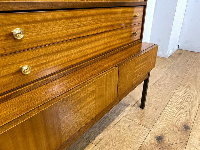 Sehr schöner aufklappbarer Mid-Century Schreibschrank I Sekretär Schreibkommode Schreibtisch Bücherschrank Regal Highboard Kommode Sideboard 60er 70er VEB Vintage I