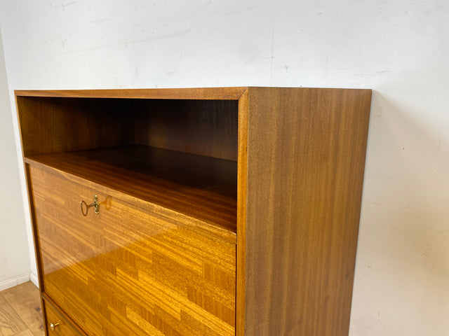 Sehr schöner aufklappbarer Mid-Century Schreibschrank I Sekretär Schreibkommode Schreibtisch Bücherschrank Regal Highboard Kommode Sideboard 60er 70er VEB Vintage I