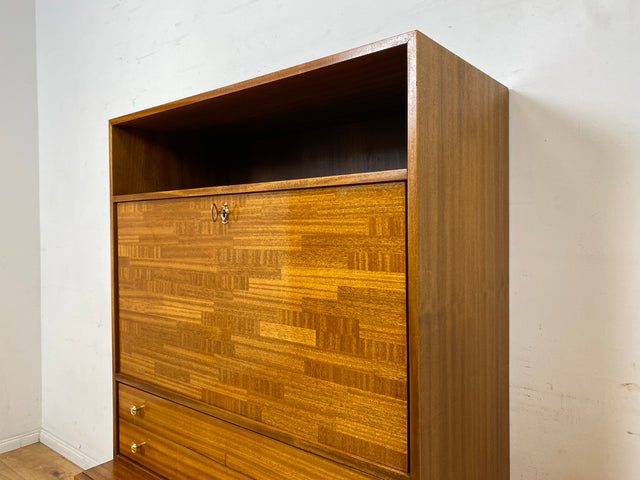 Sehr schöner aufklappbarer Mid-Century Schreibschrank I Sekretär Schreibkommode Schreibtisch Bücherschrank Regal Highboard Kommode Sideboard 60er 70er VEB Vintage I