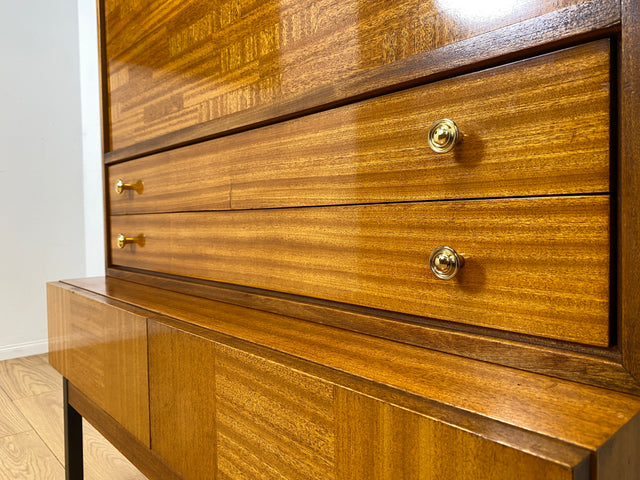 Sehr schöner aufklappbarer Mid-Century Schreibschrank I Sekretär Schreibkommode Schreibtisch Bücherschrank Regal Highboard Kommode Sideboard 60er 70er VEB Vintage I