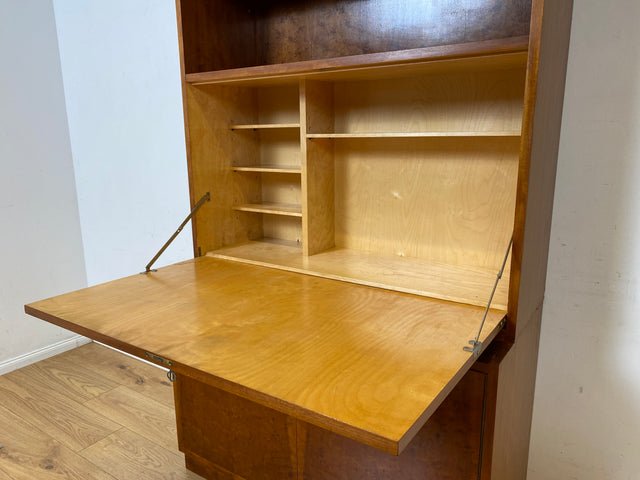 Stilvoller Mid-Century Schreibschrank mit großer Schreibklappe und Regal I Sekretär Schreibkommode Schreibtisch Bücherschrank Bücherregal Highboard Regalwand Vintage 60er I