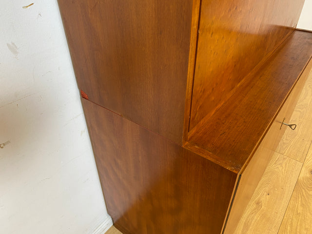 Stilvoller Mid-Century Schreibschrank mit großer Schreibklappe und Regal I Sekretär Schreibkommode Schreibtisch Bücherschrank Bücherregal Highboard Regalwand Vintage 60er I