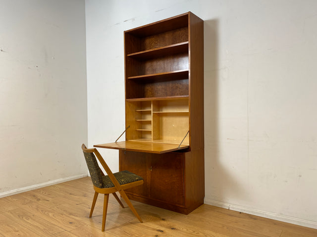 Stilvoller Mid-Century Schreibschrank mit großer Schreibklappe und Regal I Sekretär Schreibkommode Schreibtisch Bücherschrank Bücherregal Highboard Regalwand Vintage 60er I
