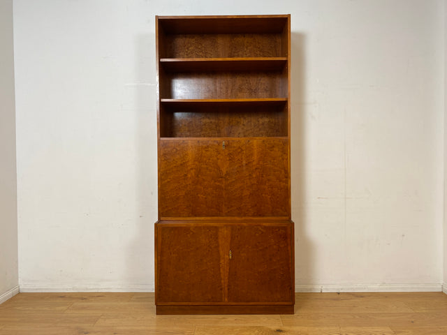 Stilvoller Mid-Century Schreibschrank mit großer Schreibklappe und Regal I Sekretär Schreibkommode Schreibtisch Bücherschrank Bücherregal Highboard Regalwand Vintage 60er I