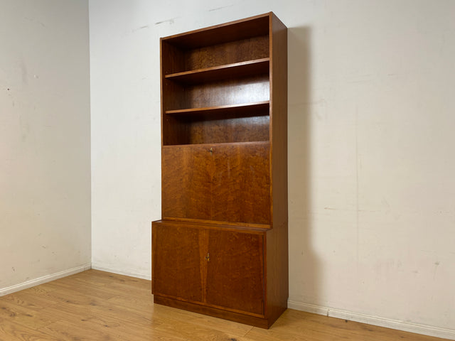Stilvoller Mid-Century Schreibschrank mit großer Schreibklappe und Regal I Sekretär Schreibkommode Schreibtisch Bücherschrank Bücherregal Highboard Regalwand Vintage 60er I