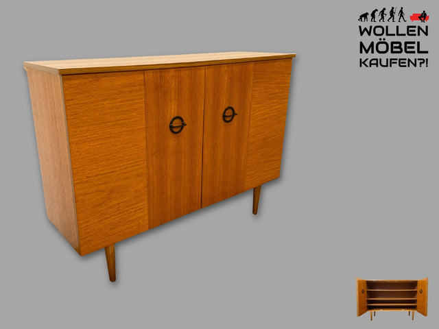 Stilvolle und gut erhaltene Mid-Century Schuhkommode mit hübschen Originalgriffen I Schuhschrank Flurschrank Flurkommode Sideboard Kommode Schuh 60er 70er Vintage Retro I