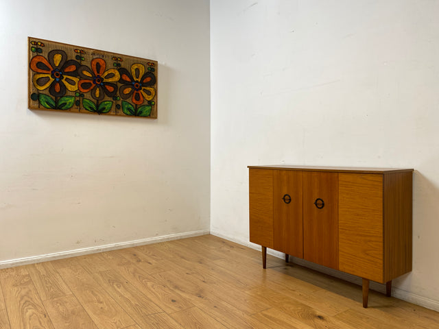 Stilvolle und gut erhaltene Mid-Century Schuhkommode mit hübschen Originalgriffen I Schuhschrank Flurschrank Flurkommode Sideboard Kommode Schuh 60er 70er Vintage Retro I