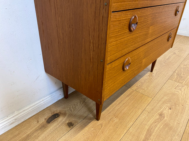 Stilvolle und sehr gut erhaltene Mid-Century Schuhkommode im skandinavischen Stil mit Schubladen & Holzgriffen I Schuhschrank Flurkommode Garderobe Flurschrank Vintage I