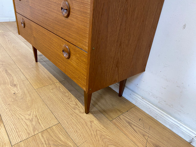 Stilvolle und sehr gut erhaltene Mid-Century Schuhkommode im skandinavischen Stil mit Schubladen & Holzgriffen I Schuhschrank Flurkommode Garderobe Flurschrank Vintage I