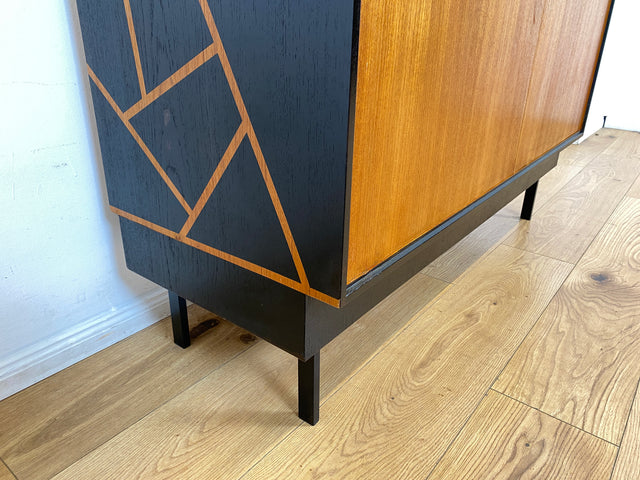 WMK I Rares Mid-Century Sideboard in Teakholz mit Vinyl Regal & Ausziehfächern für Plattenspieler