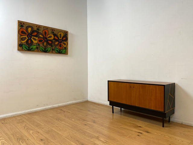 WMK I Rares Mid-Century Sideboard in Teakholz mit Vinyl Regal & Ausziehfächern für Plattenspieler