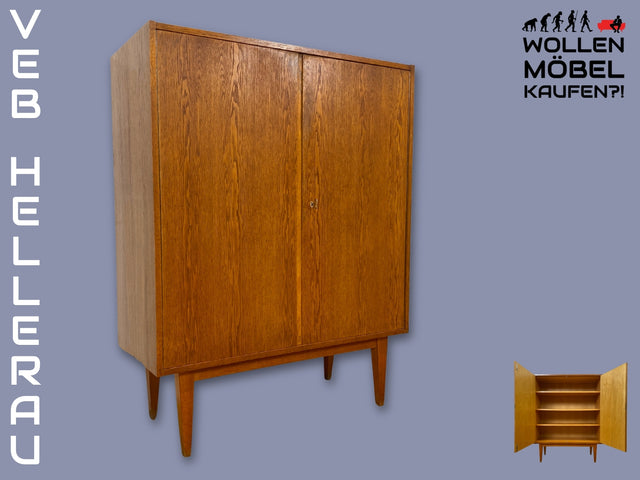 Schöner Mid-Century Wäscheschrank Typ 602/B von Franz Ehrlich für VEB Hellerau aus 1963 in Eiche I Schank Kommode Highboard Bücherschrank Designerschrank DDR Vintage 60er I