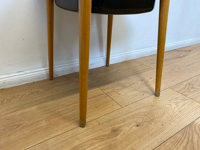 WMK I Praktischer Mid-Century Waschhocker mit klappbarem Sitz & herausnehmbarer Emaille Schüssel
