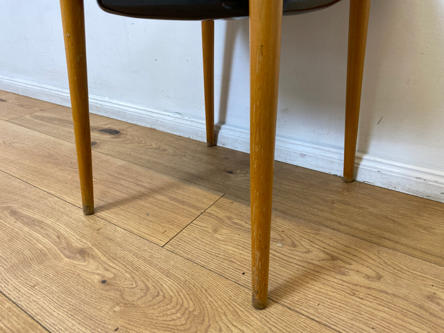 WMK I Praktischer Mid-Century Waschhocker mit klappbarem Sitz & herausnehmbarer Emaille Schüssel