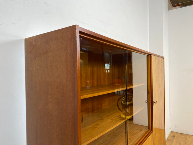 Schöner und gut erhaltener Mid-Century Wohnzimmerschrank mit Vitrine I Schrank Highboard Sideboard Anrichte Geschirrschrank Bücherschrank Büchervitrine Vintage 60er I