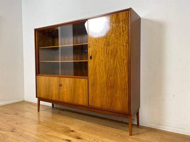 Schöner und gut erhaltener Mid-Century Wohnzimmerschrank mit Vitrine I Schrank Highboard Sideboard Anrichte Geschirrschrank Bücherschrank Büchervitrine Vintage 60er I