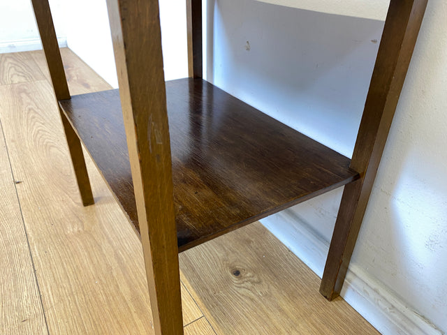 Sehr hübsche Mid-Century Zeitungsablage aus Messing und Holz I Beistelltisch Zeitungsständer Zeitungstisch Flurregal Bad Regal Ablage Alt 50er 60er Vintage I