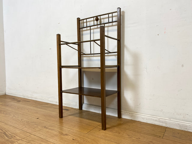 Sehr hübsche Mid-Century Zeitungsablage aus Messing und Holz I Beistelltisch Zeitungsständer Zeitungstisch Flurregal Bad Regal Ablage Alt 50er 60er Vintage I