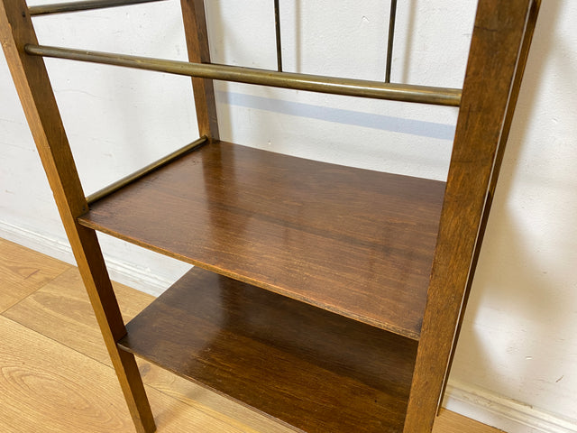Sehr hübsche Mid-Century Zeitungsablage aus Messing und Holz I Beistelltisch Zeitungsständer Zeitungstisch Flurregal Bad Regal Ablage Alt 50er 60er Vintage I