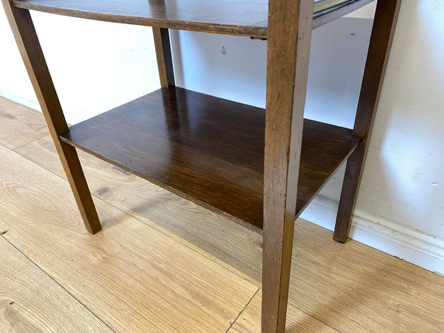 Sehr hübsche Mid-Century Zeitungsablage aus Messing und Holz I Beistelltisch Zeitungsständer Zeitungstisch Flurregal Bad Regal Ablage Alt 50er 60er Vintage I