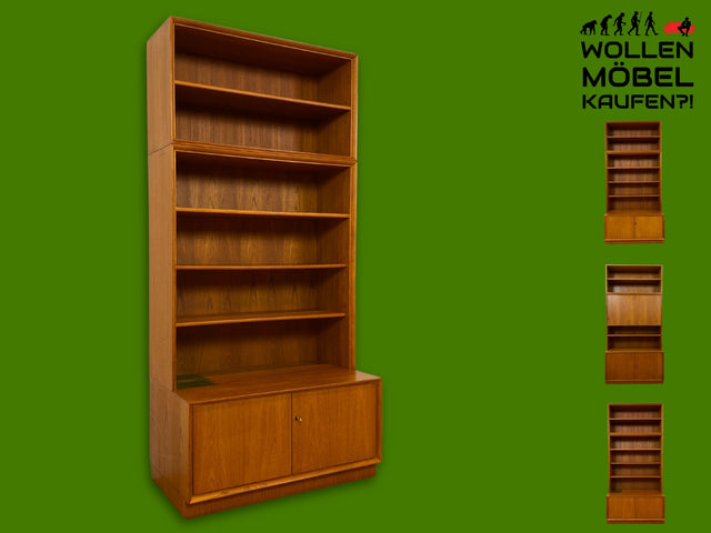 Schöner modularer Vintage Bücherschrank von Strobeck in skandinavischem Stil I Teakholz I Regal Bücherregal Holzregal Kommode Danish Design Mid-Century Vintage Teak 70er I