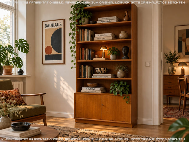 Schöner modularer Vintage Bücherschrank von Strobeck in skandinavischem Stil I Teakholz I Regal Bücherregal Holzregal Kommode Danish Design Mid-Century Vintage Teak 70er I