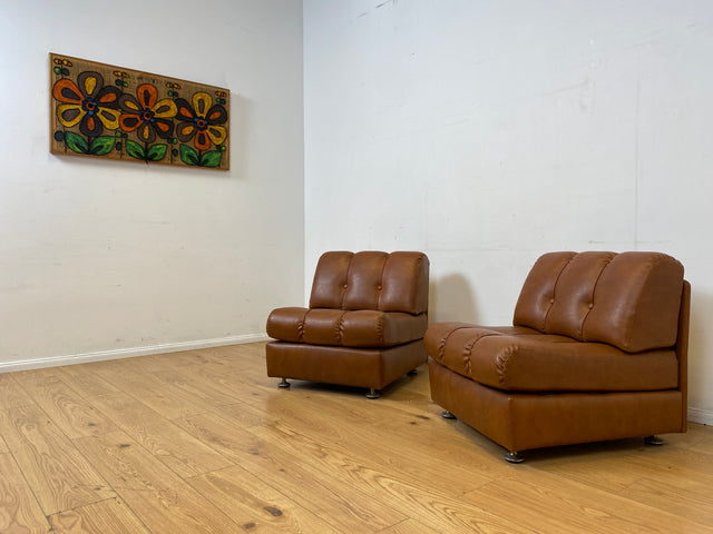 Formschönes und sehr gemütliches modulares 2er Sofa mit gestepptem Kunstleder Bezug I Couch Ledersofa Ledercouch 2-Sitzer Sessel Ledersessel Leder Vintage Retro 70er I