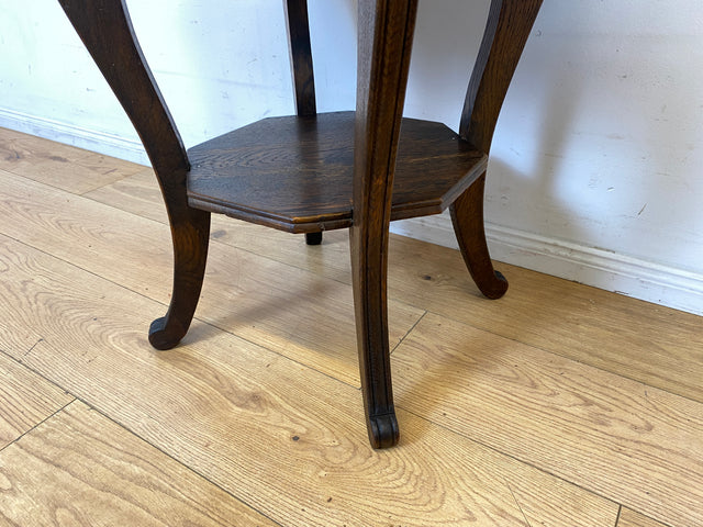 Sehr schöner runder handverzierter antiker Beistelltischtisch mit Marmor Platte und Ablage I Tisch Beistelltisch Rauchertisch Couchtisch Marmortisch Jugendstil Barock Vintage I