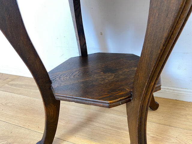Sehr schöner runder handverzierter antiker Beistelltischtisch mit Marmor Platte und Ablage I Tisch Beistelltisch Rauchertisch Couchtisch Marmortisch Jugendstil Barock Vintage I
