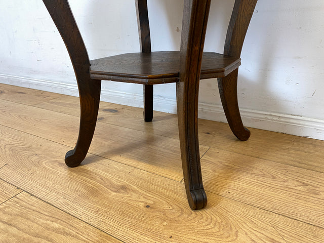 Sehr schöner runder handverzierter antiker Beistelltischtisch mit Marmor Platte und Ablage I Tisch Beistelltisch Rauchertisch Couchtisch Marmortisch Jugendstil Barock Vintage I