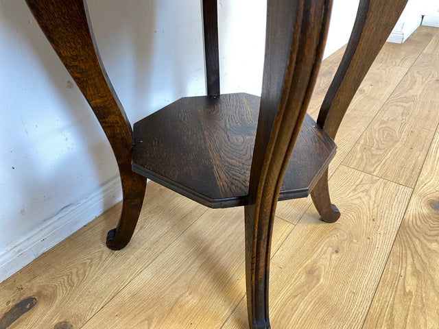 Sehr schöner runder handverzierter antiker Beistelltischtisch mit Marmor Platte und Ablage I Tisch Beistelltisch Rauchertisch Couchtisch Marmortisch Jugendstil Barock Vintage I