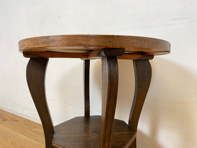 Sehr schöner runder handverzierter antiker Beistelltischtisch mit Marmor Platte und Ablage I Tisch Beistelltisch Rauchertisch Couchtisch Marmortisch Jugendstil Barock Vintage I