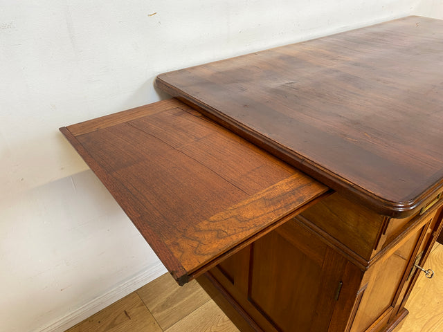 Sehr schöner antiker Schreibtisch aus vollem Holz in Eiche mit Schubladen und Messinggriffen, um 1910 I Arbeitstisch Bürotisch Sekretär Desk Vintage Gründerzeit I