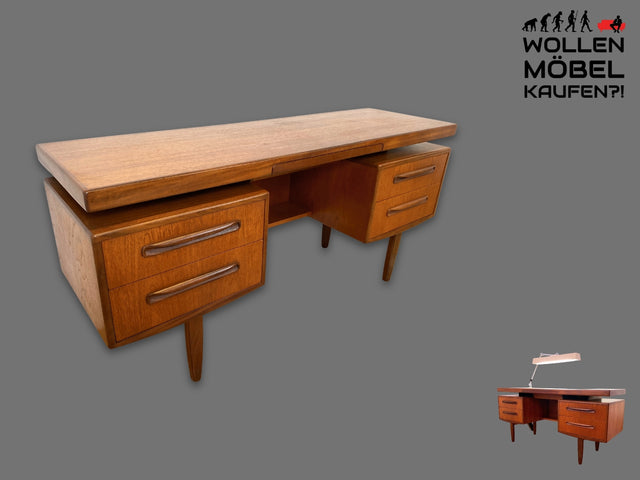 Skandinavischer Mid-Century Fresco Schreibtisch / Schminktisch I Viktor Wilkins für G-Plan I Teakholz I Writing Desk Bürotisch Schminkkommode Sideboard Danish Design Vintage 60er