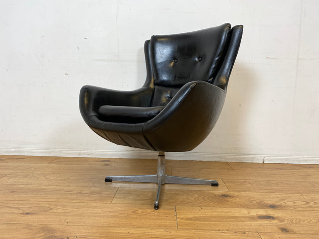 Formschöner skandinavischer Space Age Drehsessel mit Kunstleder Bezug bau ähnlich mit Eggchair I Sessel Ledersessel Armchair Designersessel Ei Lesesessel Vintage 70er I