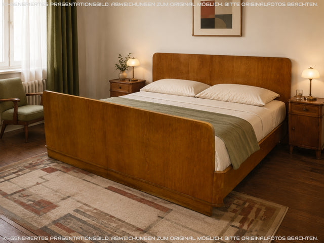 Schönes & gut erhaltenes helles Mid-Century Bett in Eiche für 2 95x190 oder 190x190 Matratze
