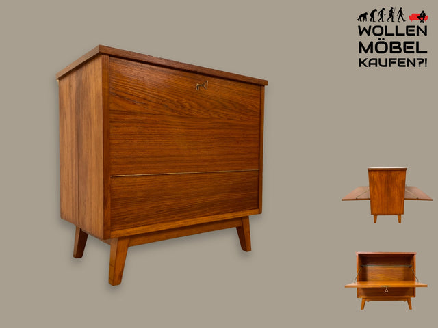 WMK I Hochwertige skandinavische Mid-Century Barkommode aus massivem Teakholz mit beidseitigen Türen I Barschrank Bar Kommode Sideboard Anrichte Raumtrenner Danish Design Vintage Teak 60er Berlin Köln