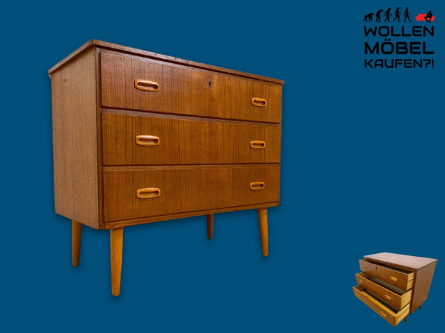 Stilvolle skandinavische Mid-Century Kommode in Teakholz mit Schubladen und Holzgriffen